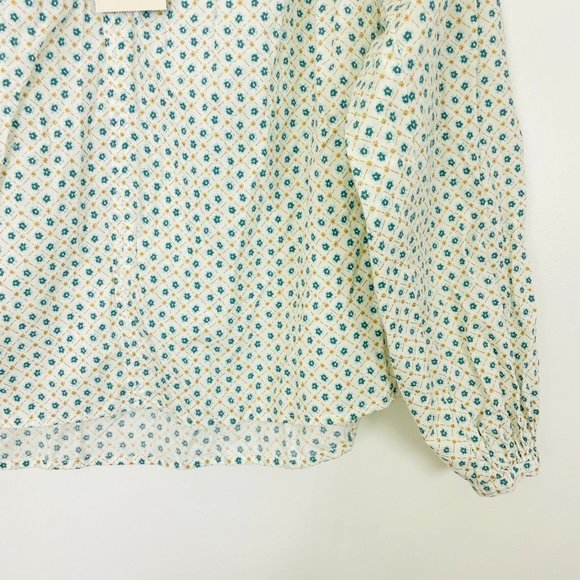 Universal Thread Womens Top XSmall Long Sleeve Tie Front Blouse White Floral New - Picture 4 of 10